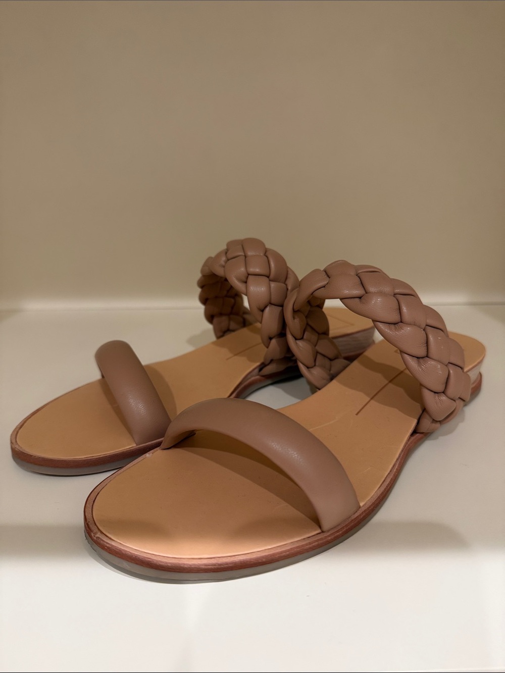 Dolce Vita Braided Double-Strap Slide Sandals in Taupe